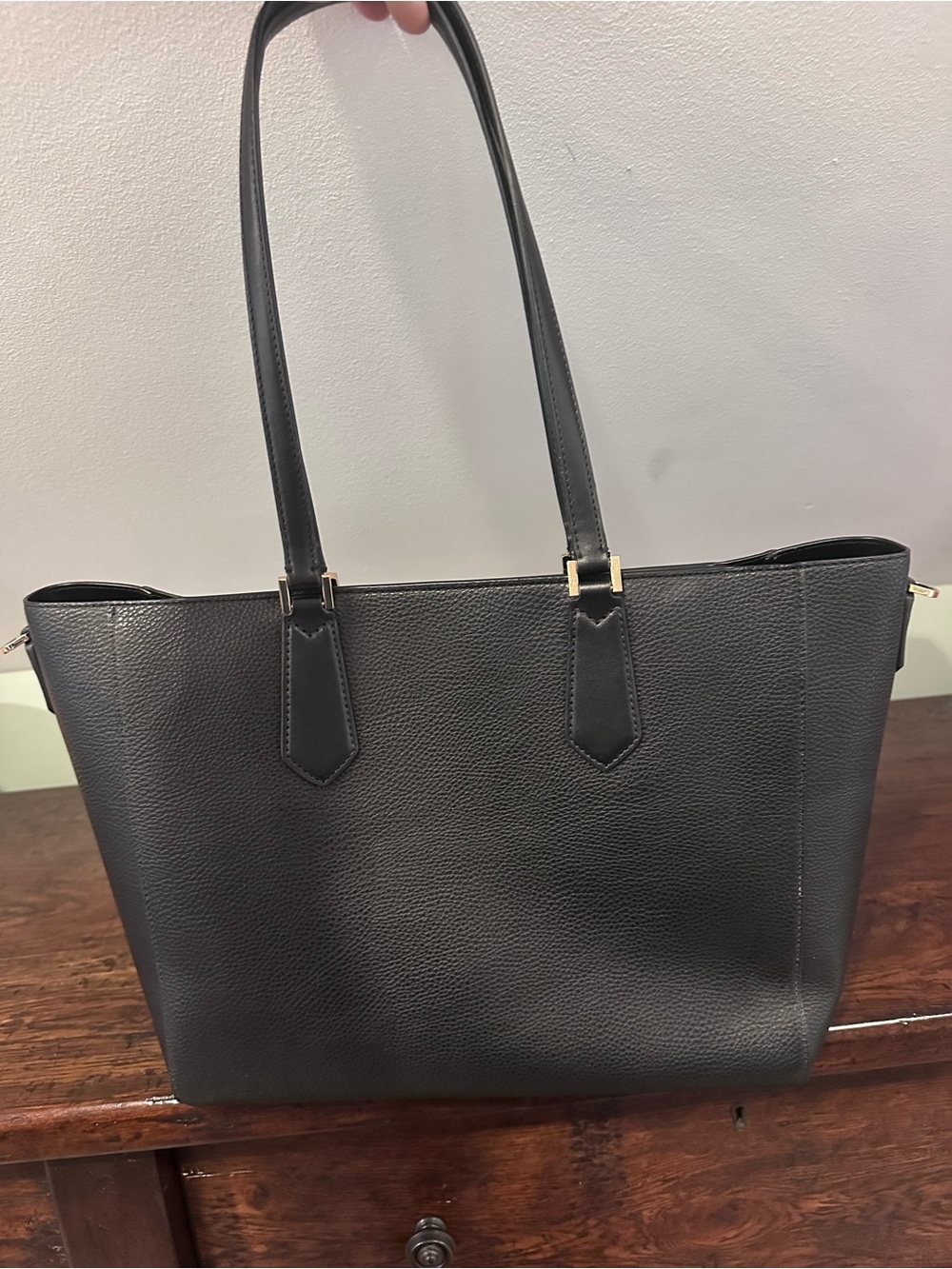Michael Kors Black Pebble Leather Tote with Gold Logo - Picture 2 of 5